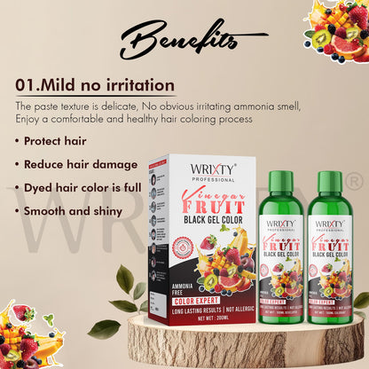 QUICK Fruit Vinegar Gel Hair Color - Black , NATURAL BLACK  10 MIN